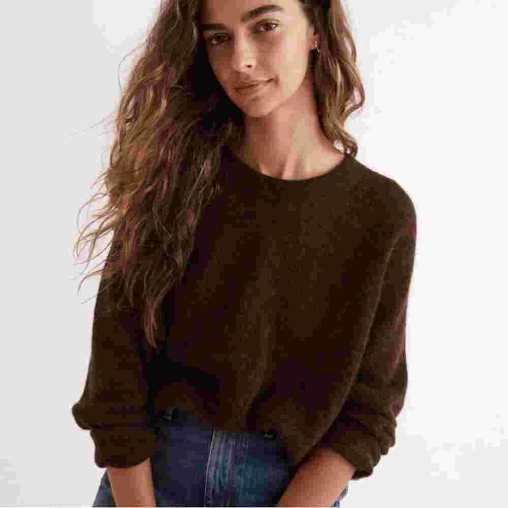 Madewell Ellston Pullover Sweater Brown Alpaca Blend Crew Neck Size M
